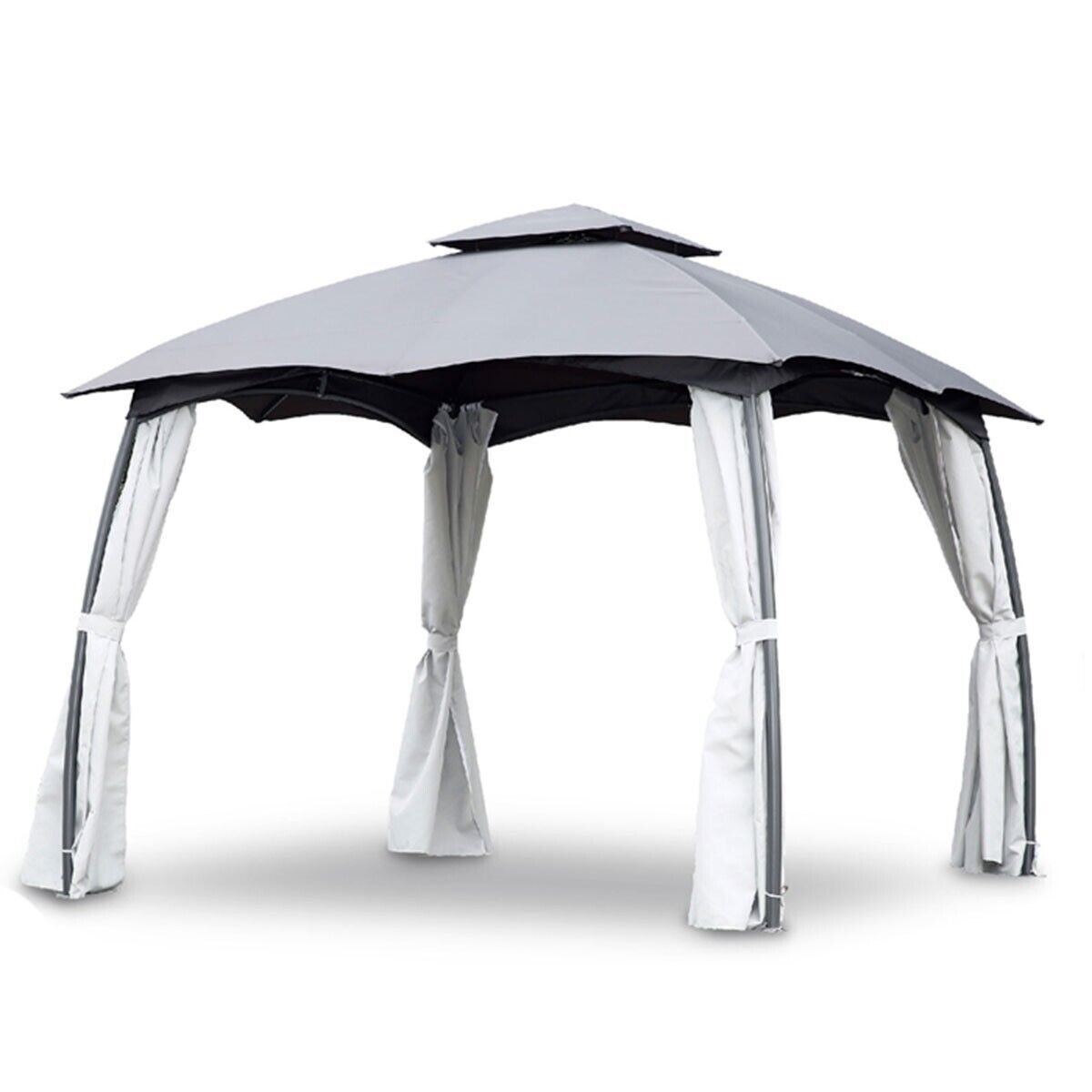 Deluxe Curved Legged Grey Garden Gazebo - 3m x 3m