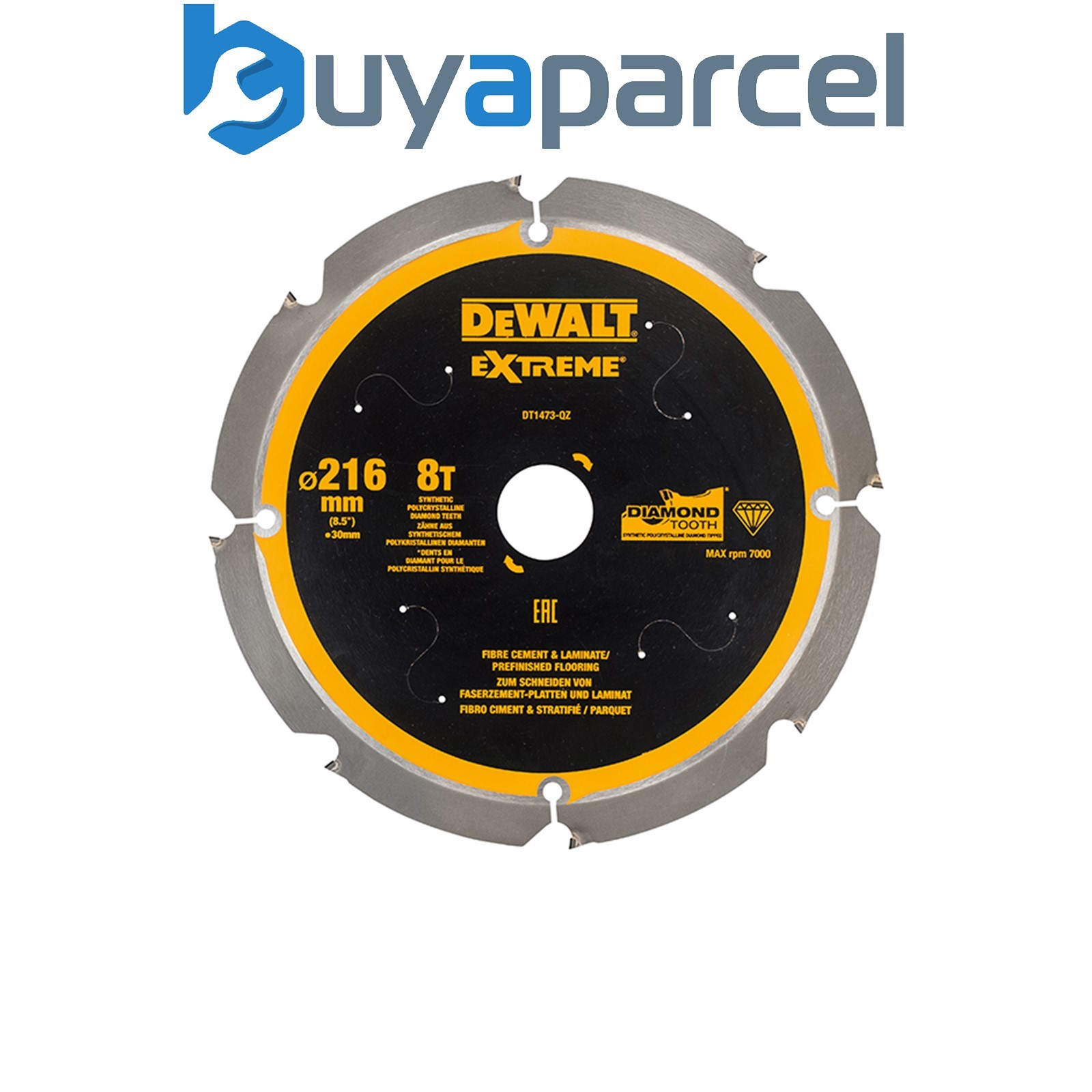 Dewalt DT1473-QZ Extreme PCD Fibre Cement Saw Blade 216 x 30mm x 8T DEWDT1473QZ