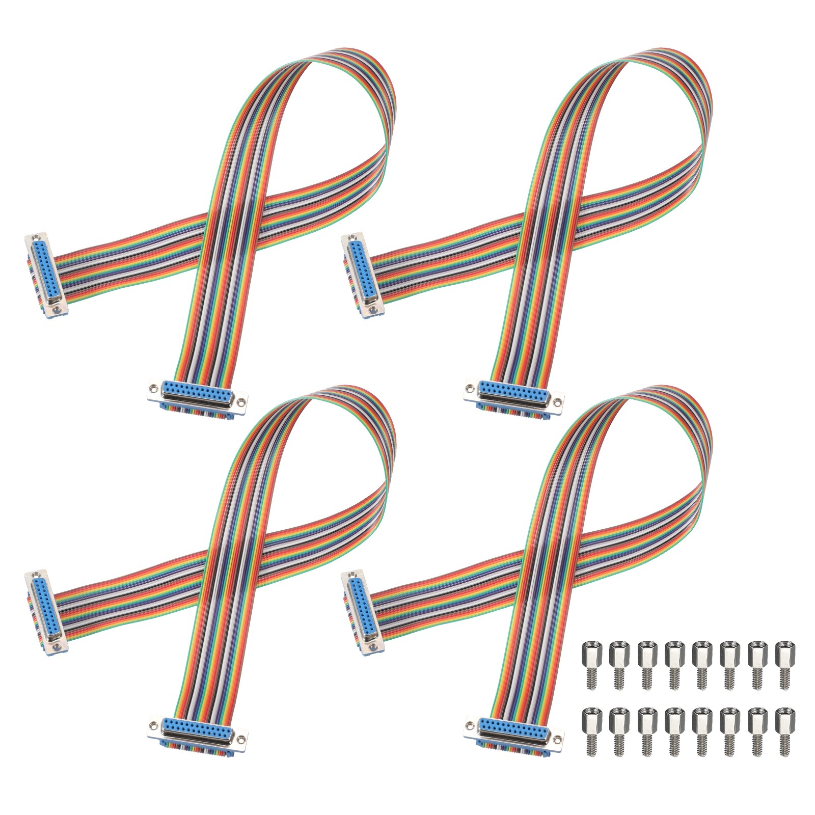 4 Pcs IDC Rainbow Wire DB25 Female to DB25 Female 19.7 Inch Length