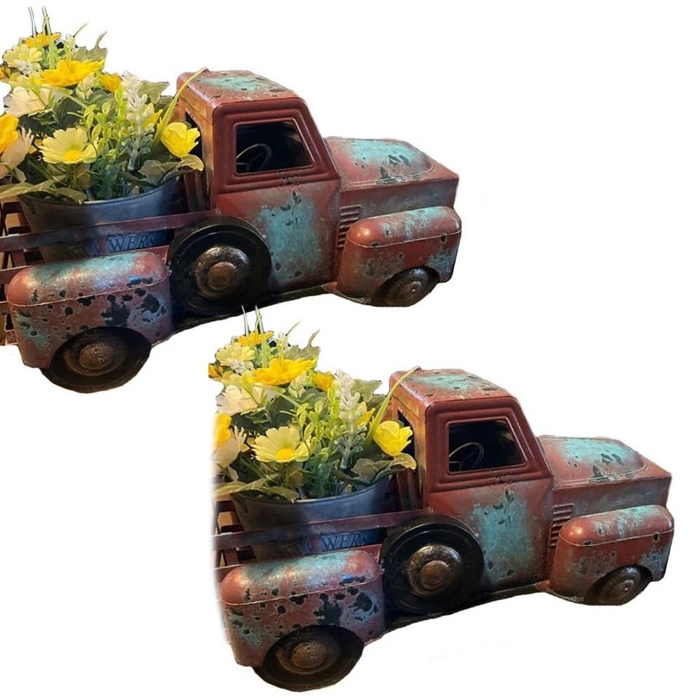 Retro Scrapped Truck Flower Pots Flowers and Plants Potted Resin Crafts4558