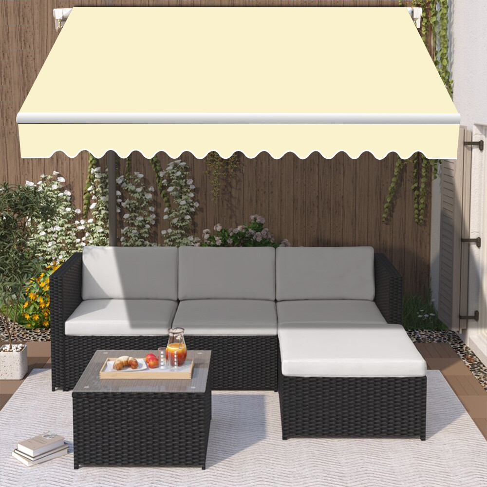Patio Manual Awning Garden Sun Shade Retractable Shelter Canopy 3x2.5m Cream