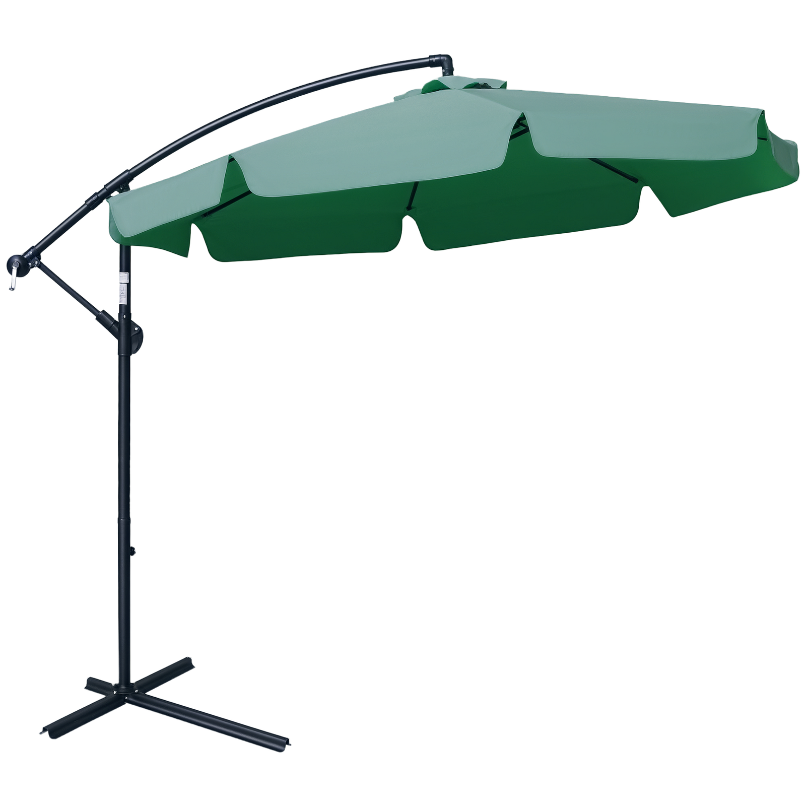 Outsunny 2.7m Garden Cantilever Banana Parasol Sun Shade w/ Crank, Green