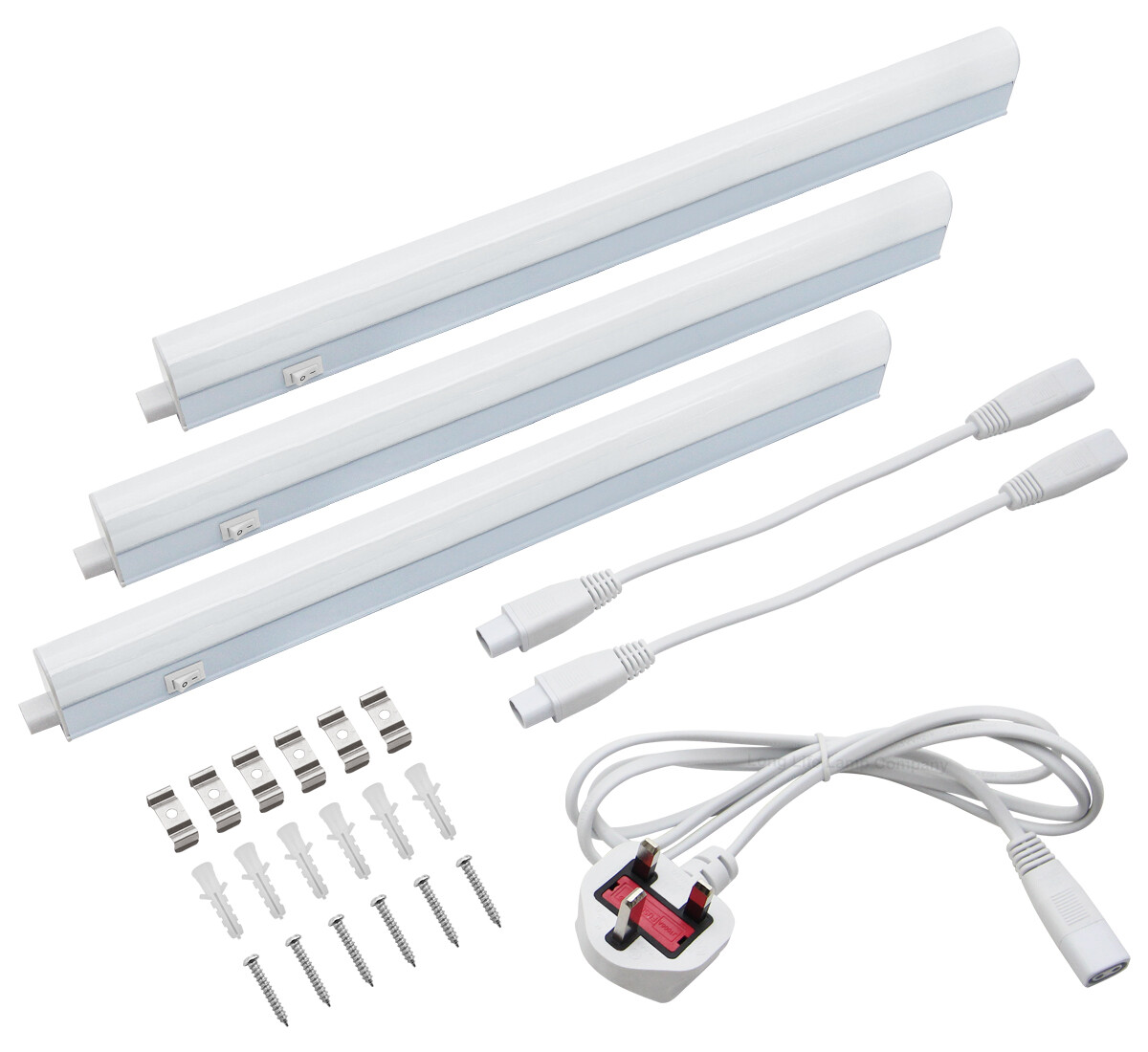 3 x 15w LED T5 Under Cabinet Light Linkable 395mm Cool White with Plug UC393