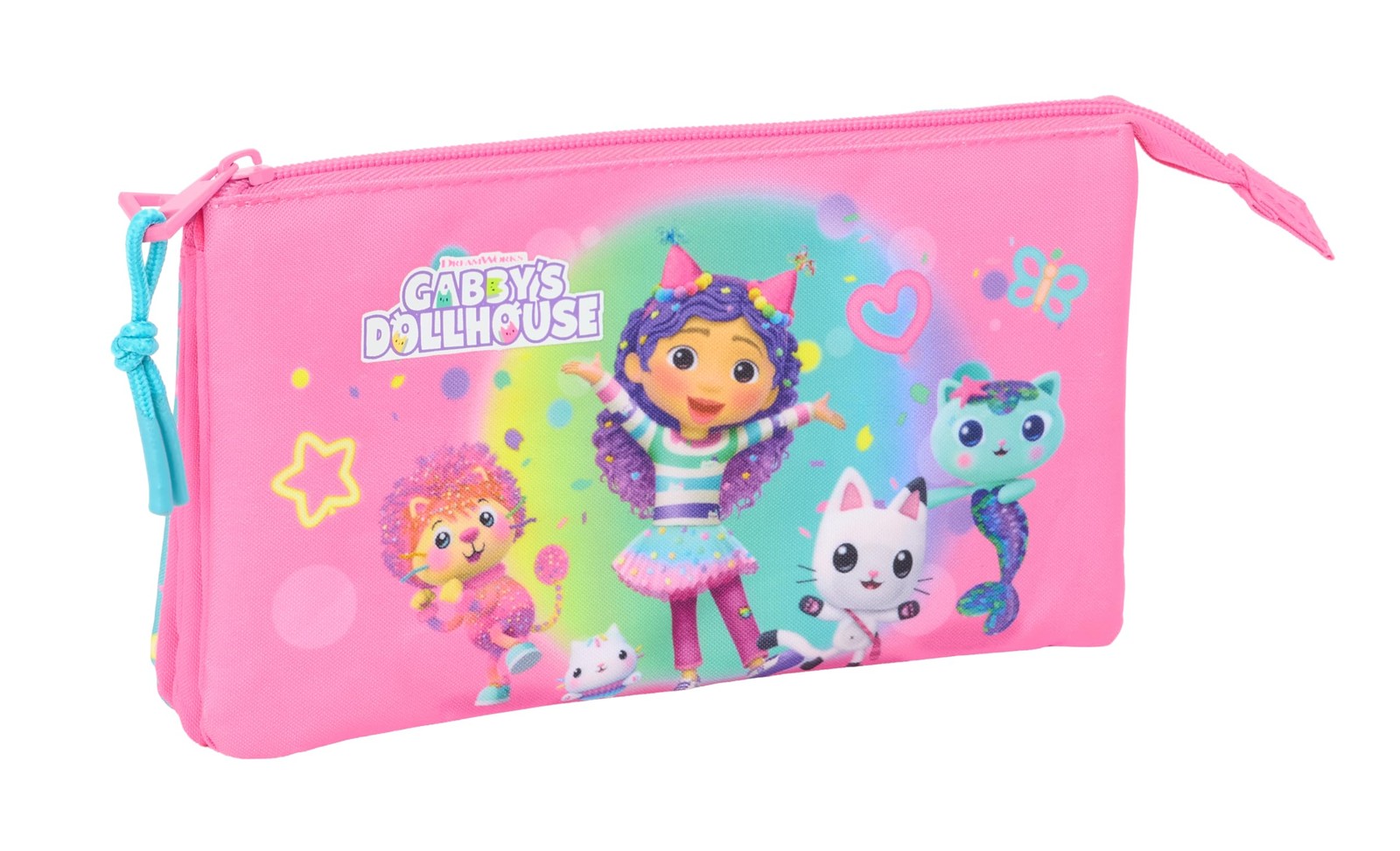 safta GABBY'S DOLLHOUSE CONFETTI Triple Pencil Case, Children's Pencil Case, Ide