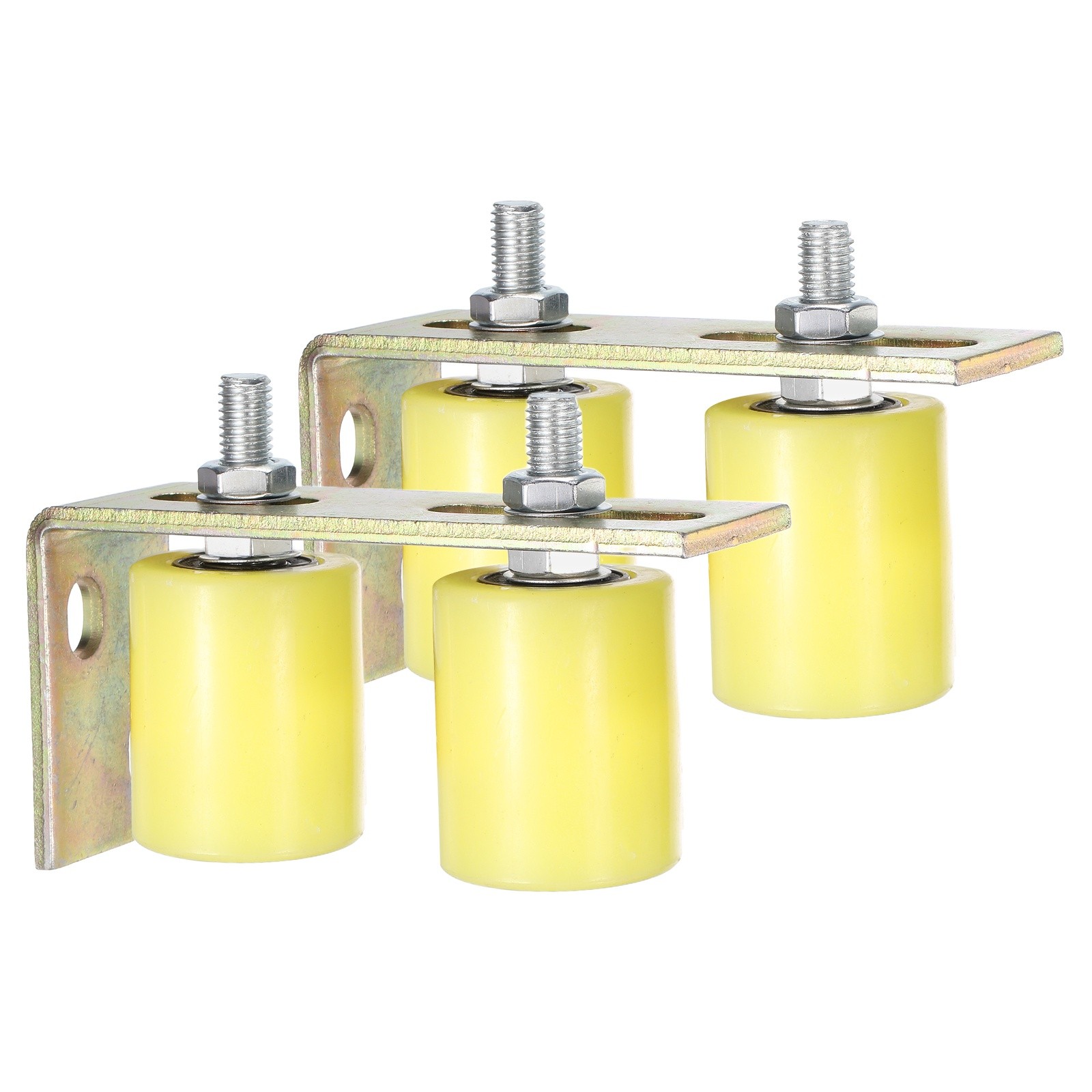 2Set Slide Gate Guide Roller, 2"x2-3/8" Nylon Gate Support & Bracket, Yellow