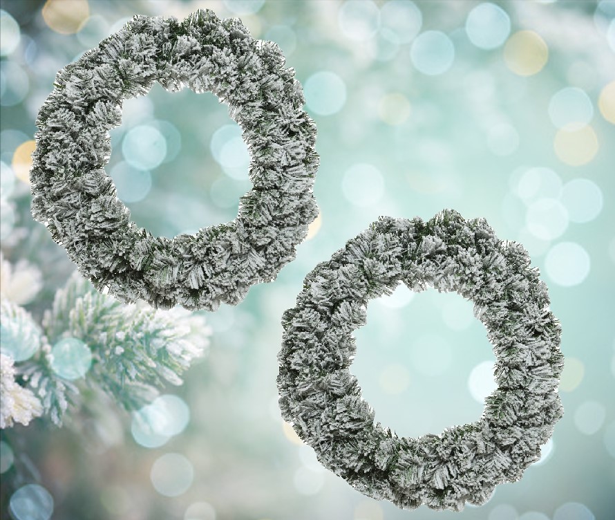 2 x 50cm Snowy Imperial Christmas Wreaths Large Green Pine Door Decoration