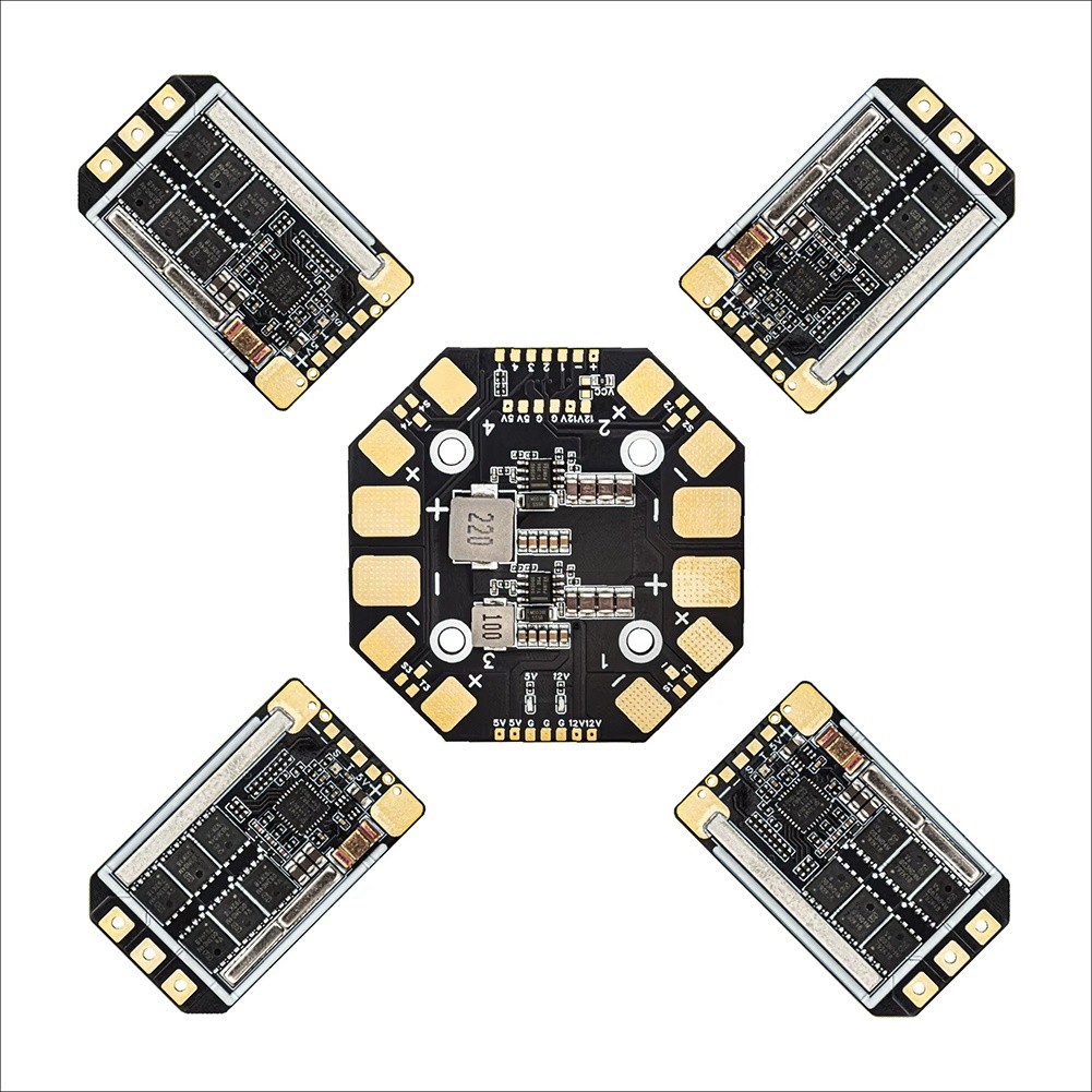 AM32 6S 65A ESC 4XESC+1XPDB Kit 12V-25.2V 3-6S for 10-13 Inch FPV Drone RC9195