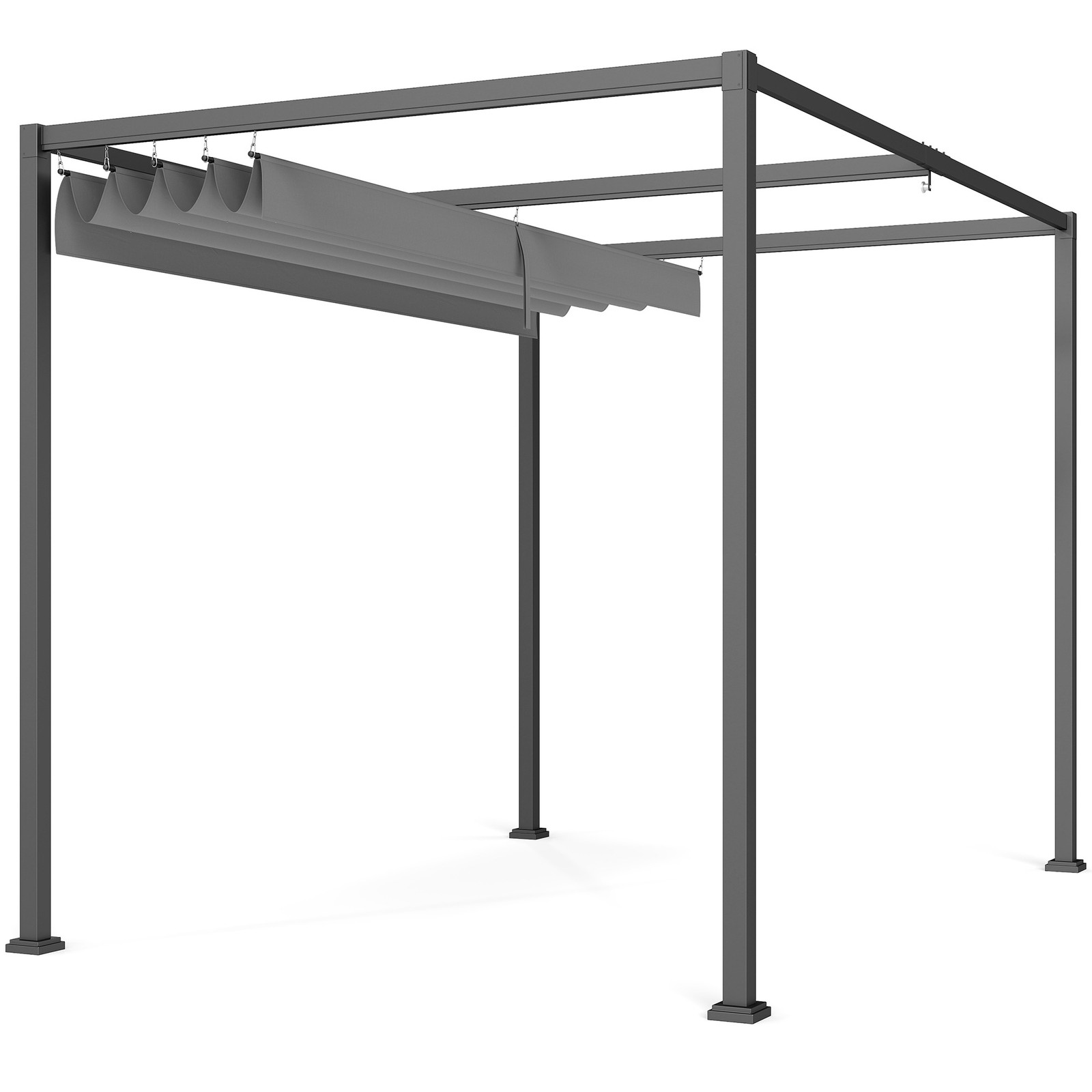 Outsunny 3 x 2m Metal Pergola Gazebo Patio Sun Shelter Retractable Canopy Grey