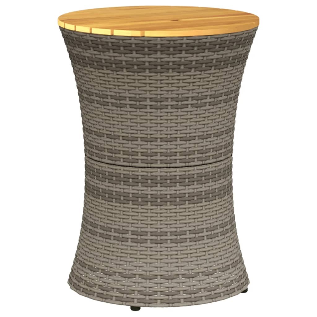 Garden Side Table Dining Table Drum Shape Poly Rattan and Solid Wood vidaXL