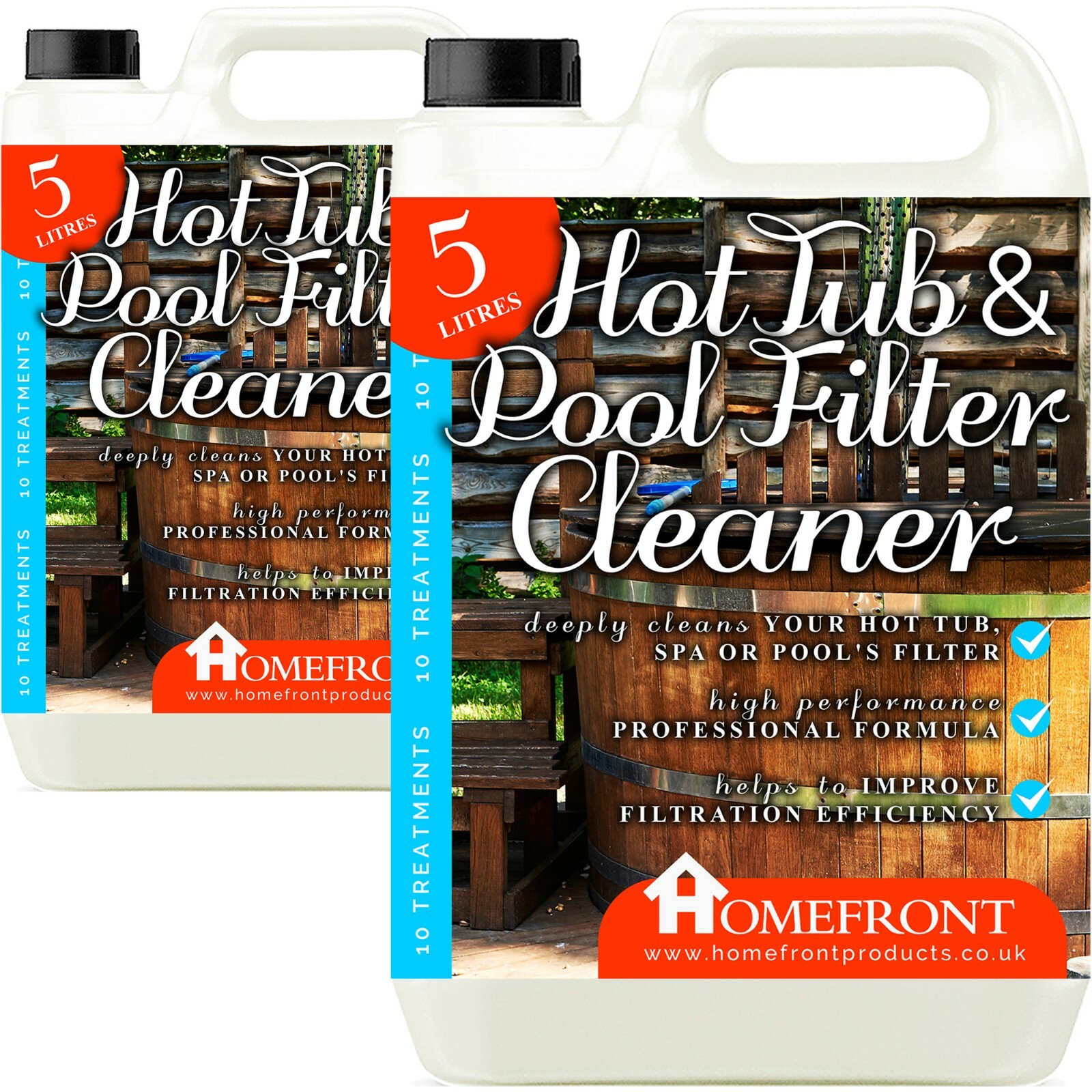 Homefront Hot Tub Filter Cleaner Chemical Spa Pool Oil Grease Remover 10L