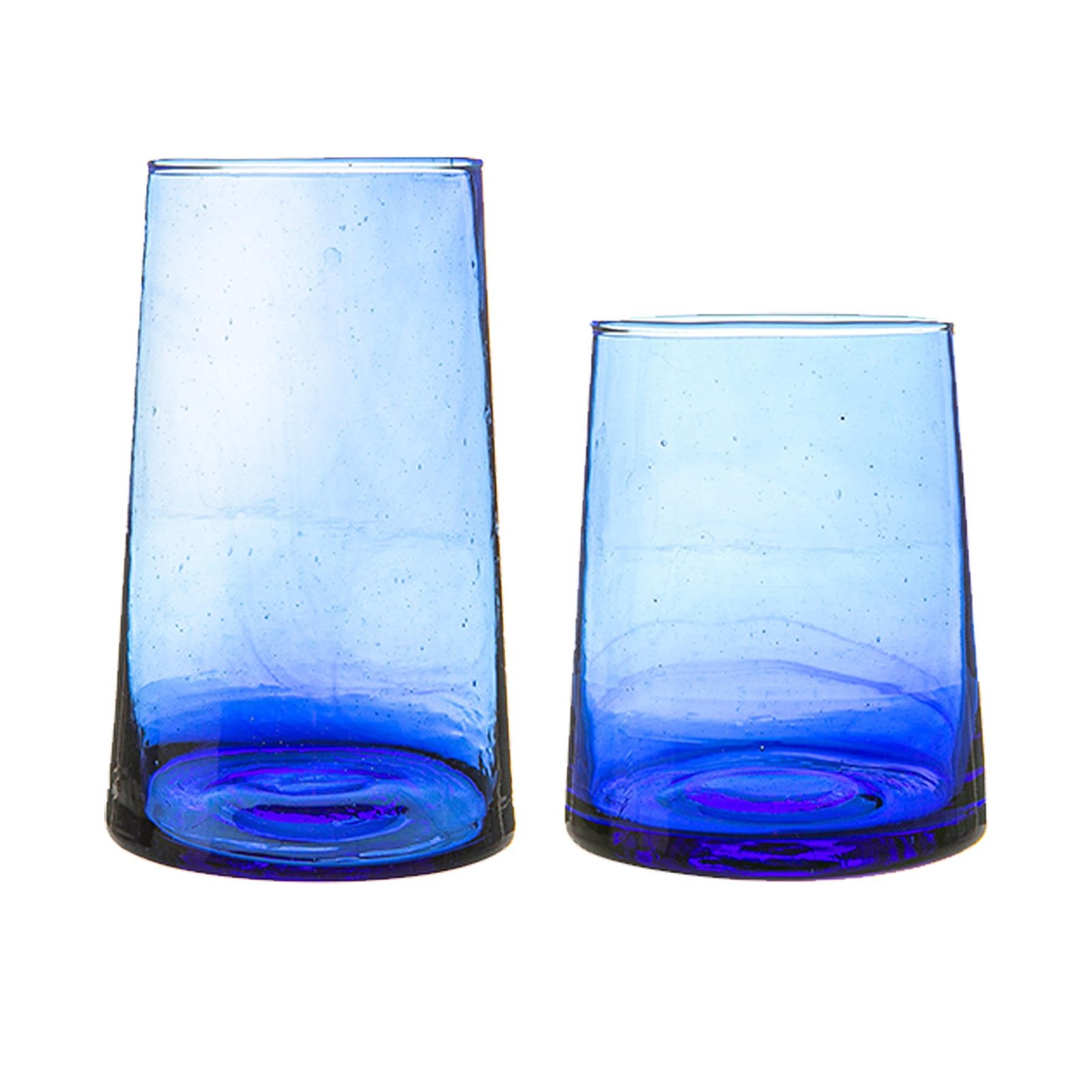 12 Piece Merzouga Recycled Glassware Set Highball Glasses Whisky Tumblers Blue