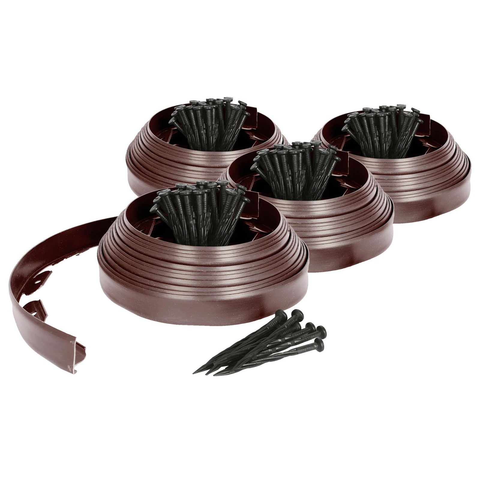 4x Flexible Plastic Lawn & Path Edging 40m x 4cm Brown Garden Grass Edge Border