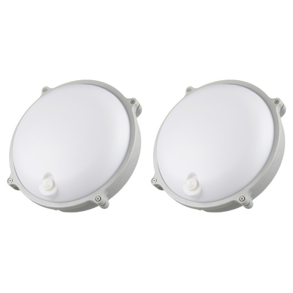 2 x Timeguard LEDBHR25WPIR LED Circular Bulkhead Light Fittings with PIR - 25W