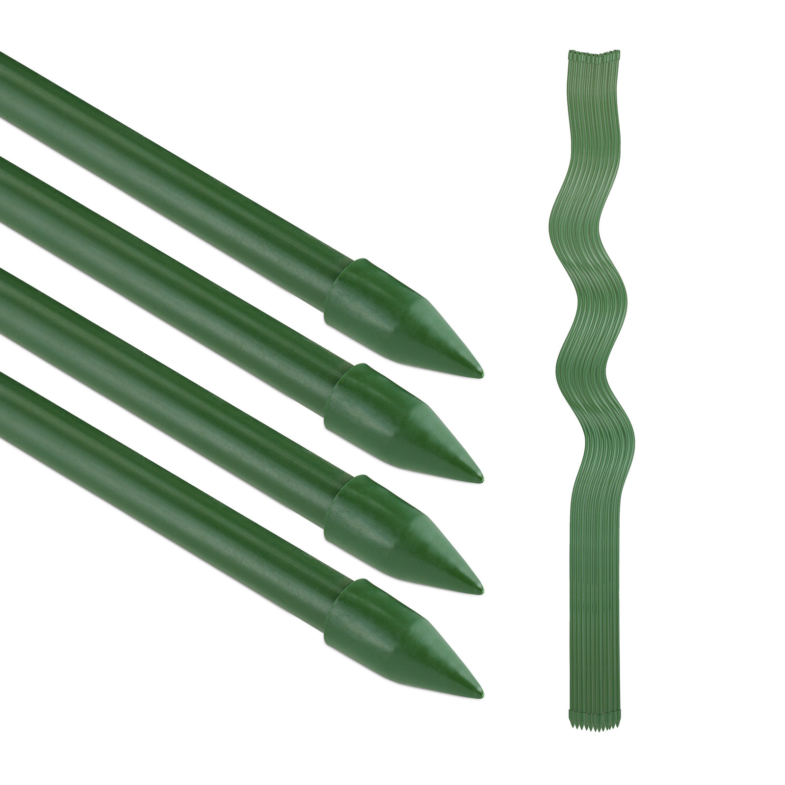 Spiral Tomato Rods Set of 20 Sticks Plant Support Rustproof Metal Green