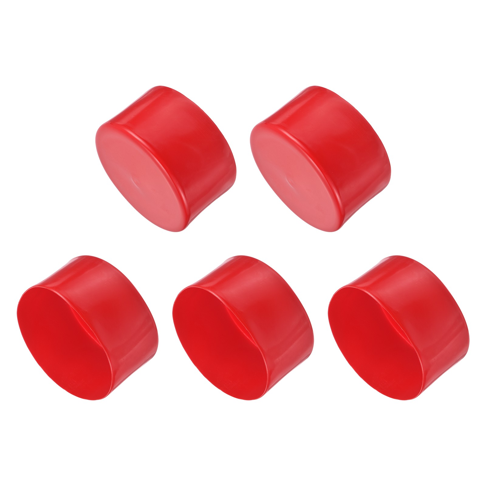5pcs Rubber End Caps 3 3/4"(95mm) ID Vinyl PVC Round Tube Bolt Cover Red