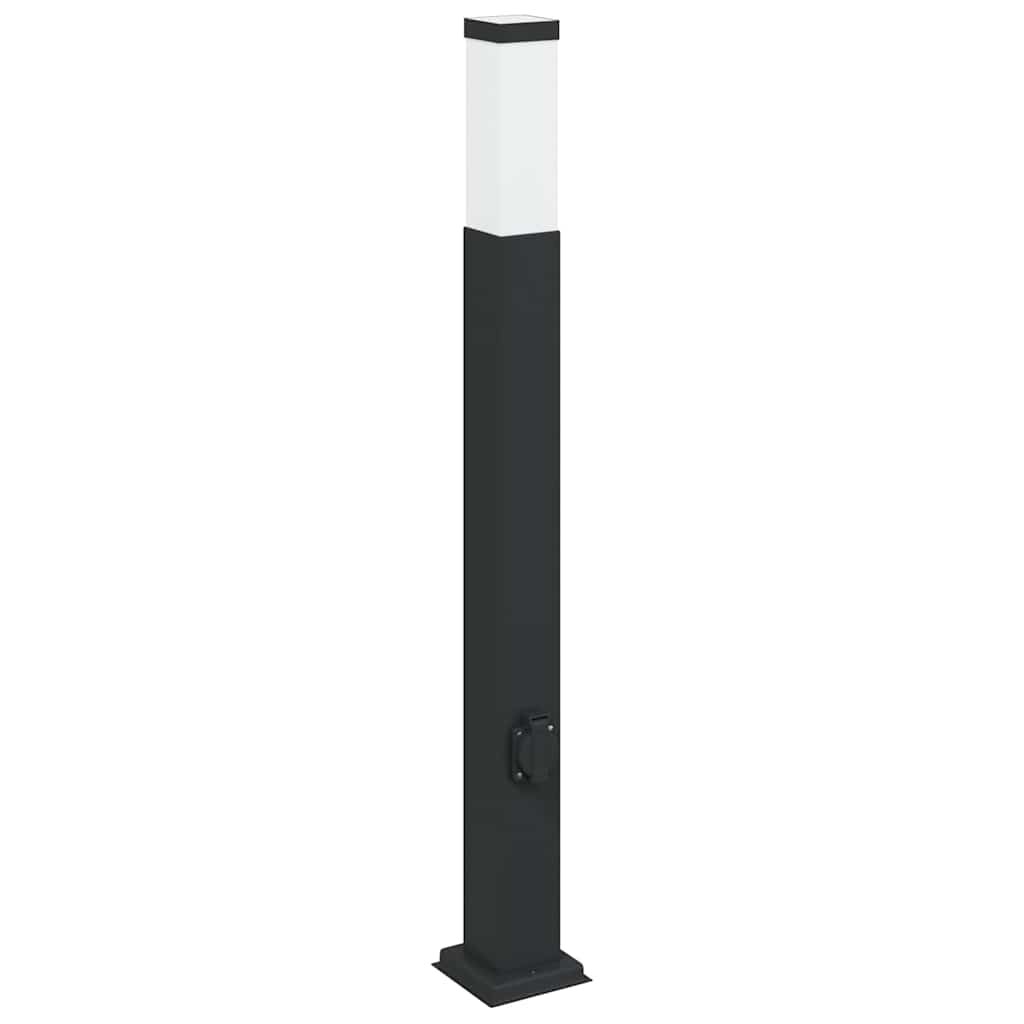 Bollard Light 80cm Black Stainless Steel with Outlet IP44 Outdoor vidaXL