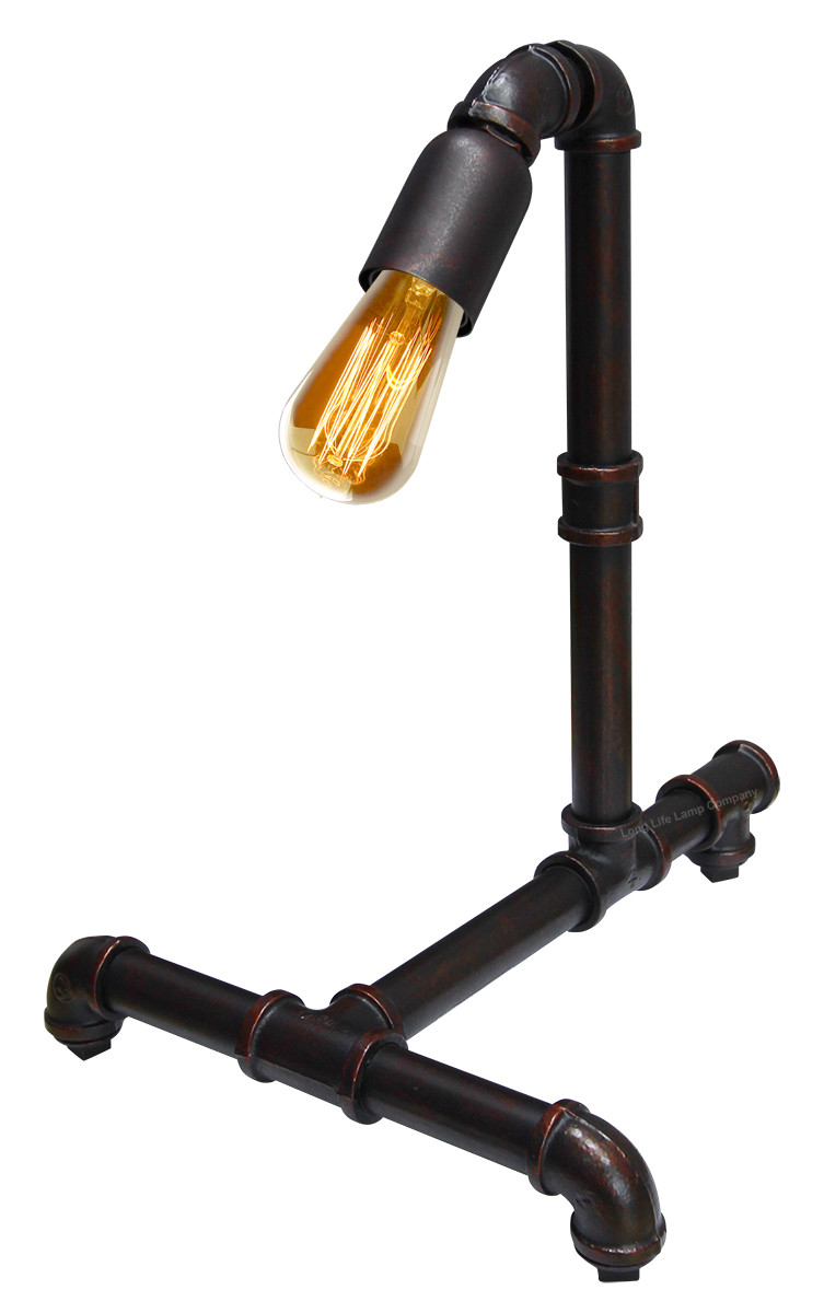 Vintage Industrial Rustic Copper Water Pipe Style Bedside Table Desk Lamp T1013