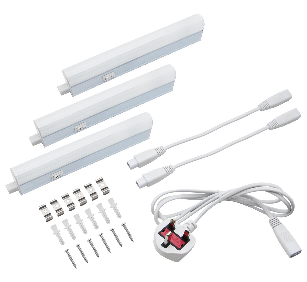 9w LED T5 Under Cabinet Light Linkable 3 x 20cm Cool White with Plug UC200T3