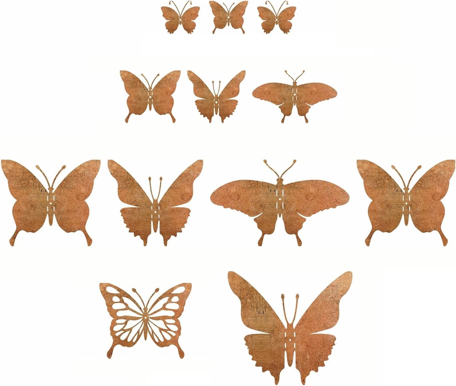 12 Pcs Garden Ornaments Outdoor, Garden Ornaments, Rust-coloured Butterfly Gard