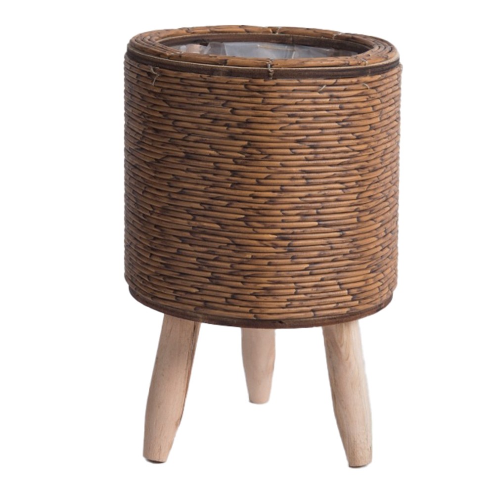 2X(Vintage Imitation Rattan Woven Flower Shelf Handmade Storage4986