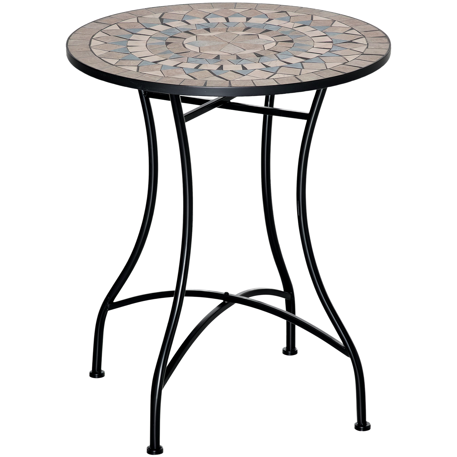 Outsunny 60cm Mosaic Round Bistro Table Outdoor Garden Side Table, Green