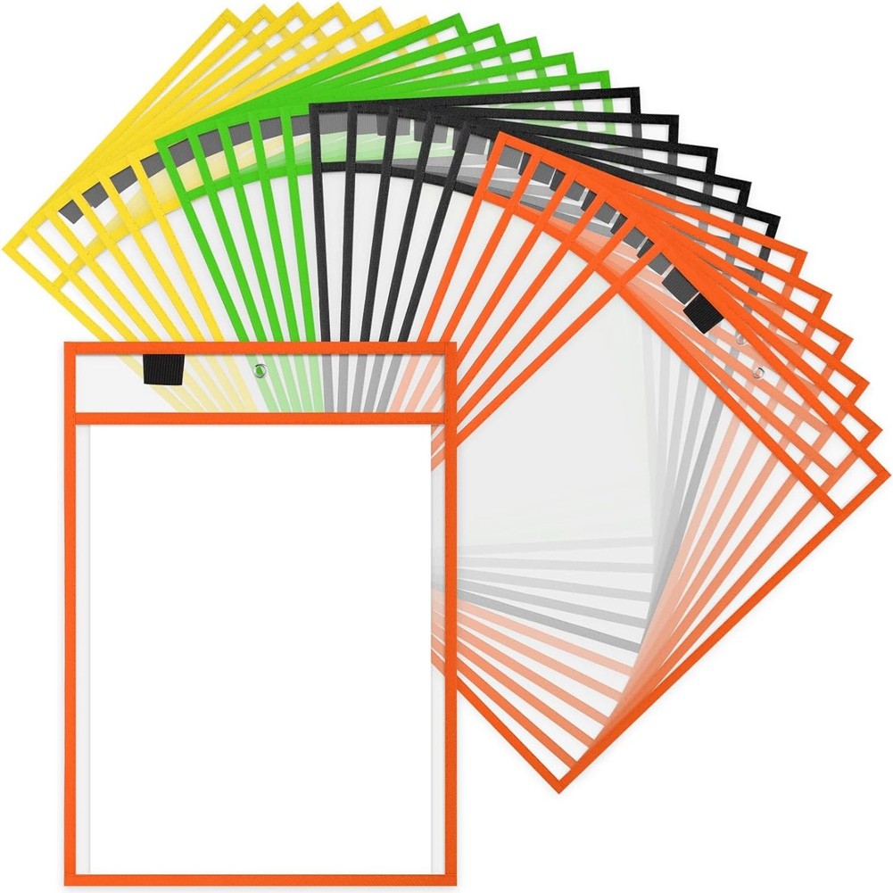 28Piece Work Note Holder Reusable Note Holder Plastic File Bag Dry Erase6288