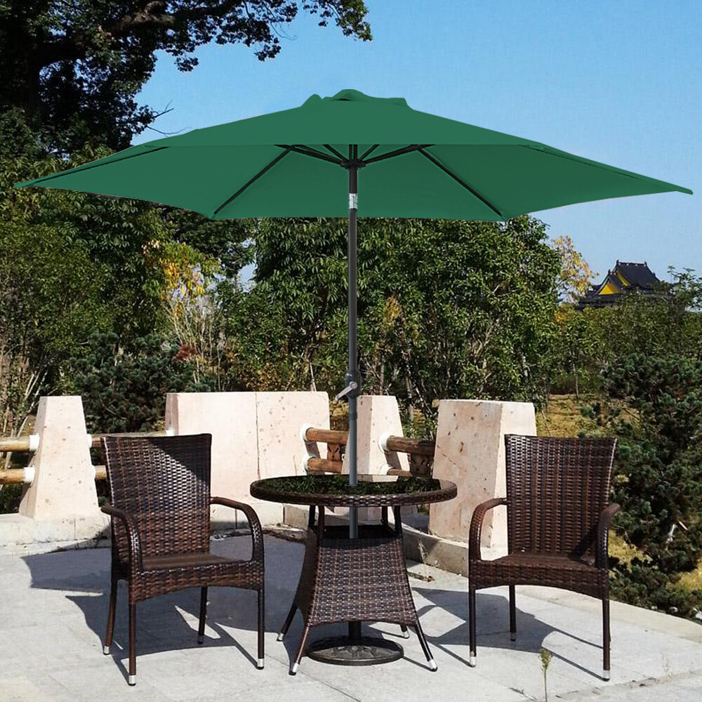 2.5M Round Garden Parasol Umbrella Patio Sun Shade Aluminium Crank Tilt Green