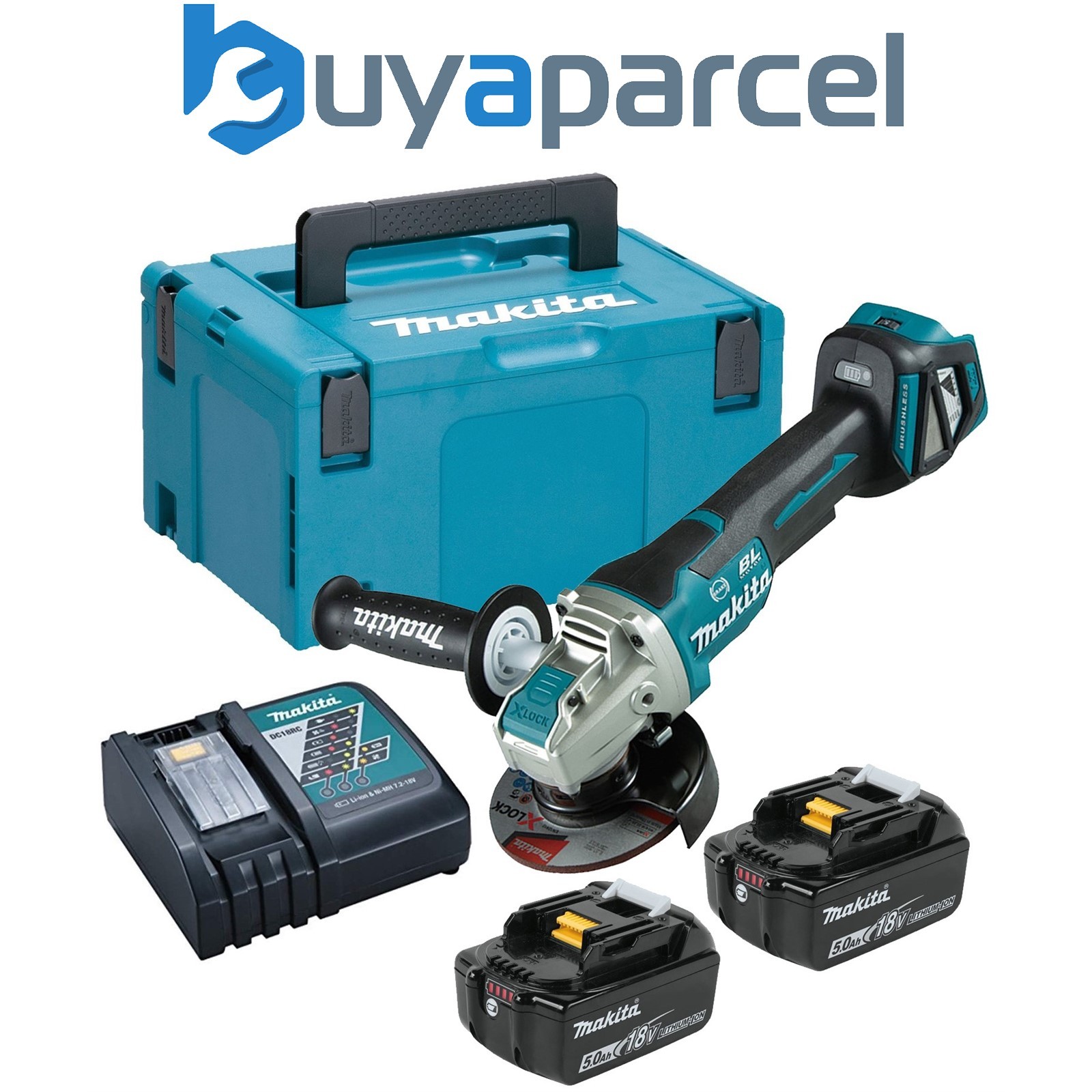 Makita DGA469RTJ 18v Cordless Brushless X-Lock Angle Grinder 115mm - 2x 5.0ah