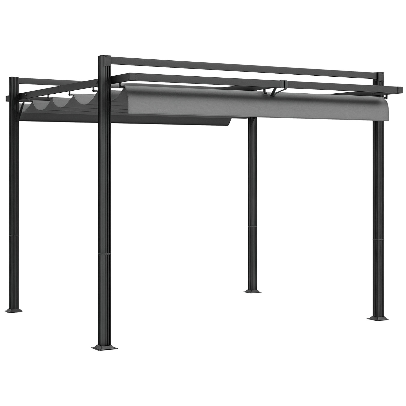 Outsunny 3 x 3(m) Pergola with Retractable Roof and Aluminium Frame, Grey