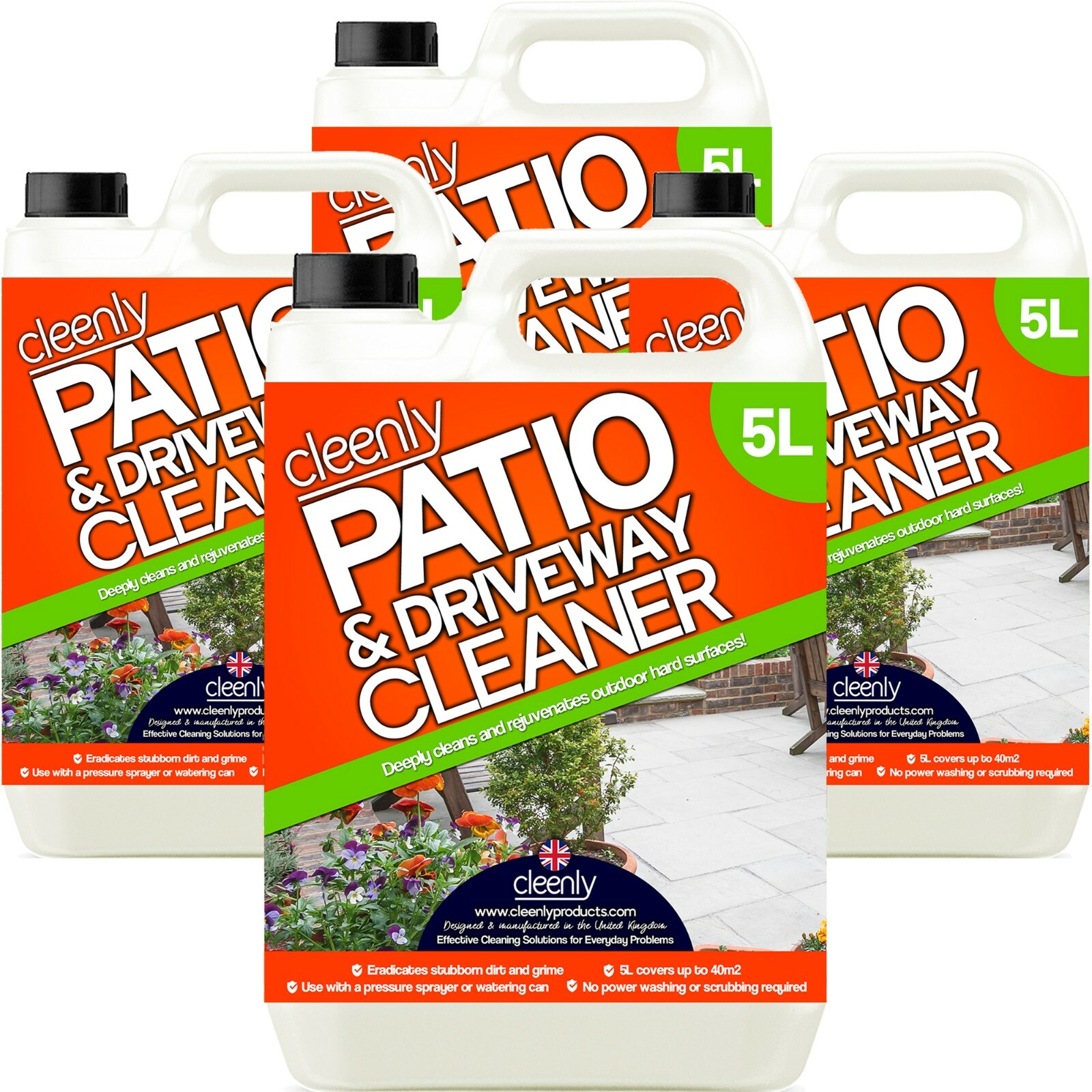 Cleenly Patio Drive Way Brick Cleaner 20L Green Mould Algae Killer 25% Stronger