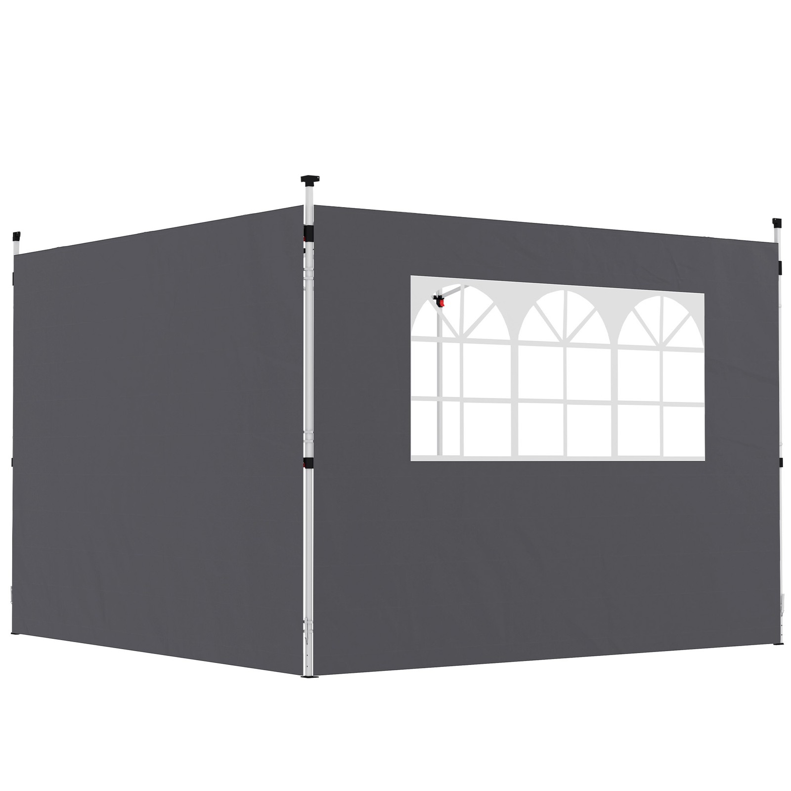 Outsunny Gazebo Replacement Exchangeable Wall Panels w/ Window, Dark Grey
