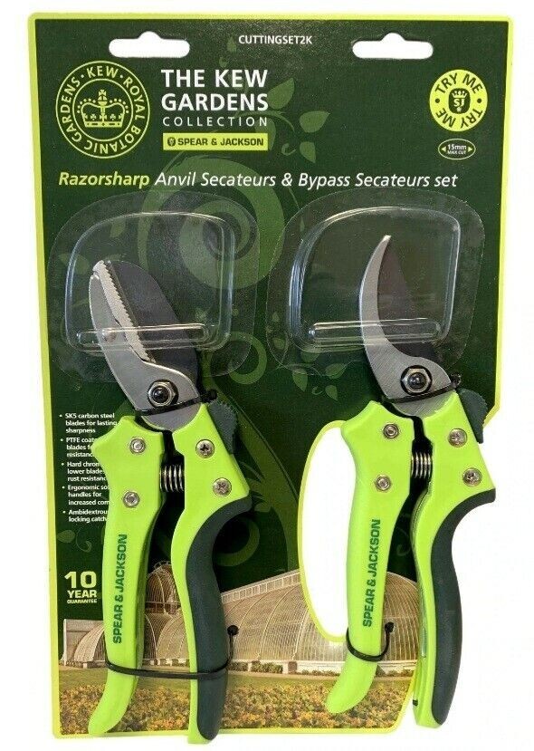 Spear & Jackson SET2K "Kew Gardens" Razorsharp Bypass & Anvil Secateurs Gift Set