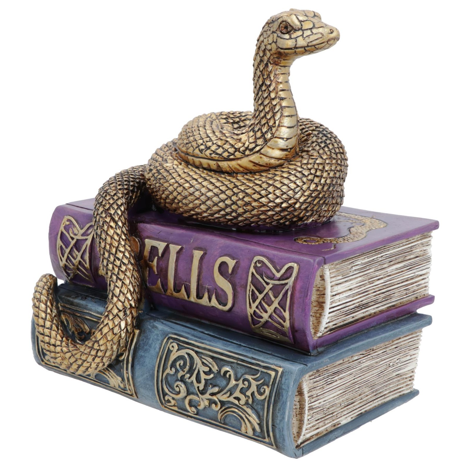 Snake On Spell Books Sculpture Ornament Statue Resin Halloween Decoration