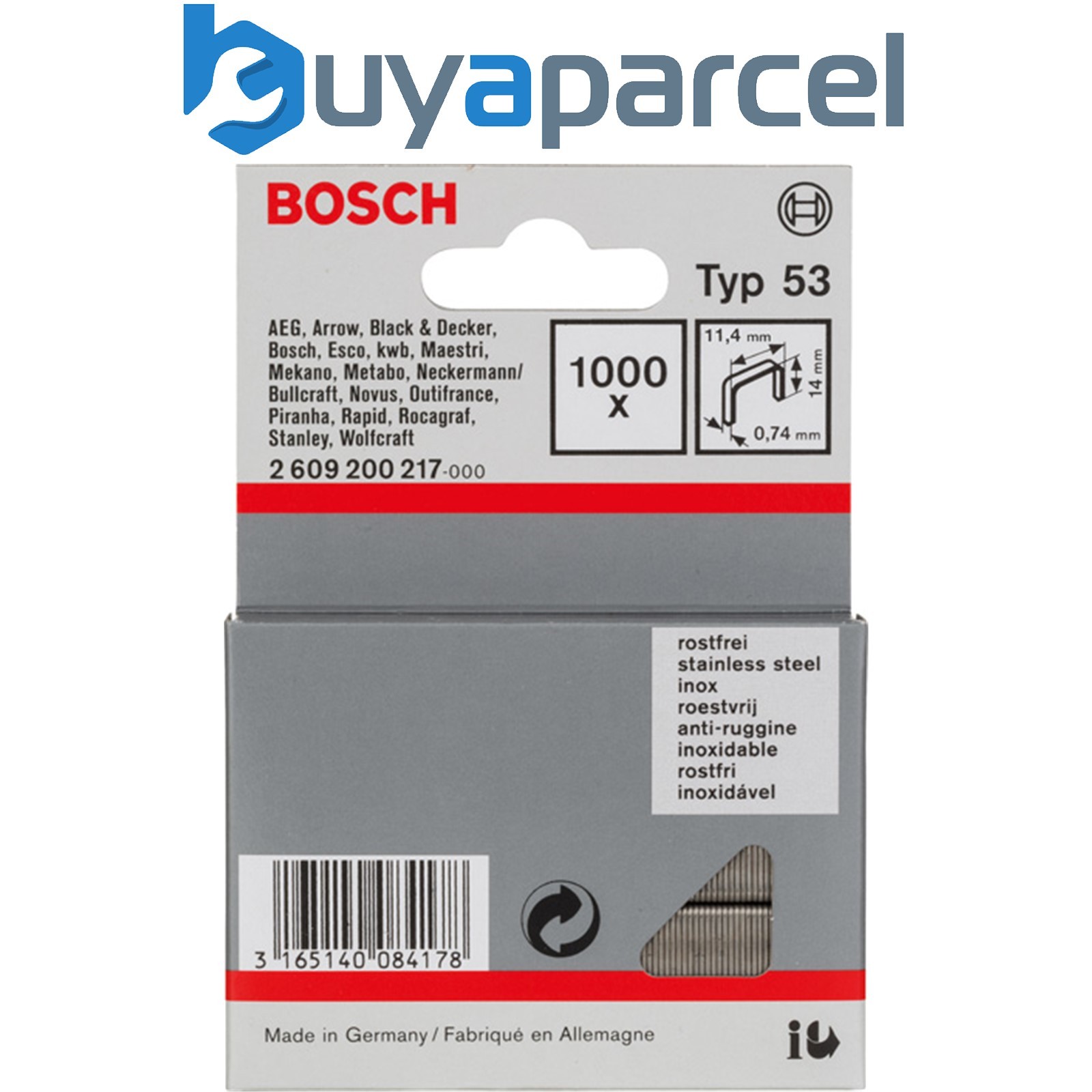 Bosch Staples for tackers Type 53 fine wire staple stainless 2609200217