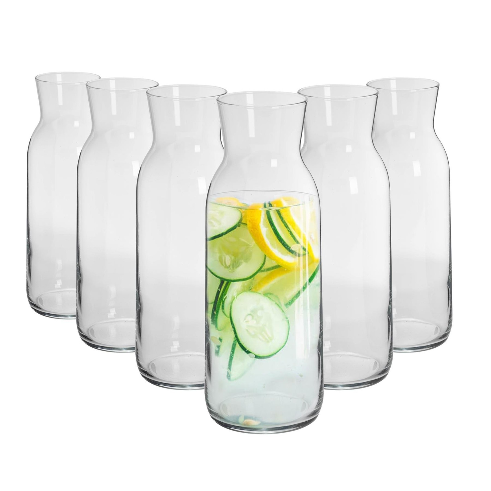 6x Brocca Glass Carafes Decanter Jugs for Water Wine Iced Tea 1.2 Litre Clear