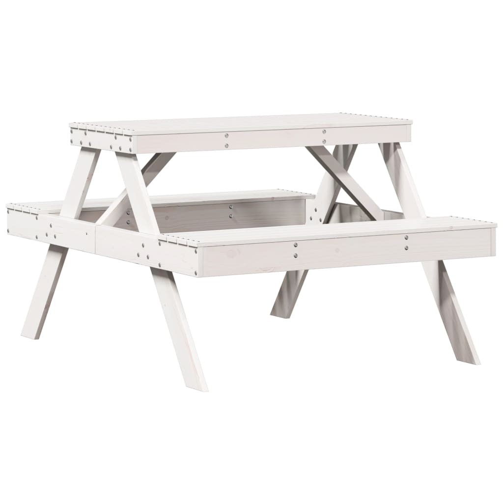Picnic Table Outdoor Dining Garden White Solid Wood Pine vidaXL