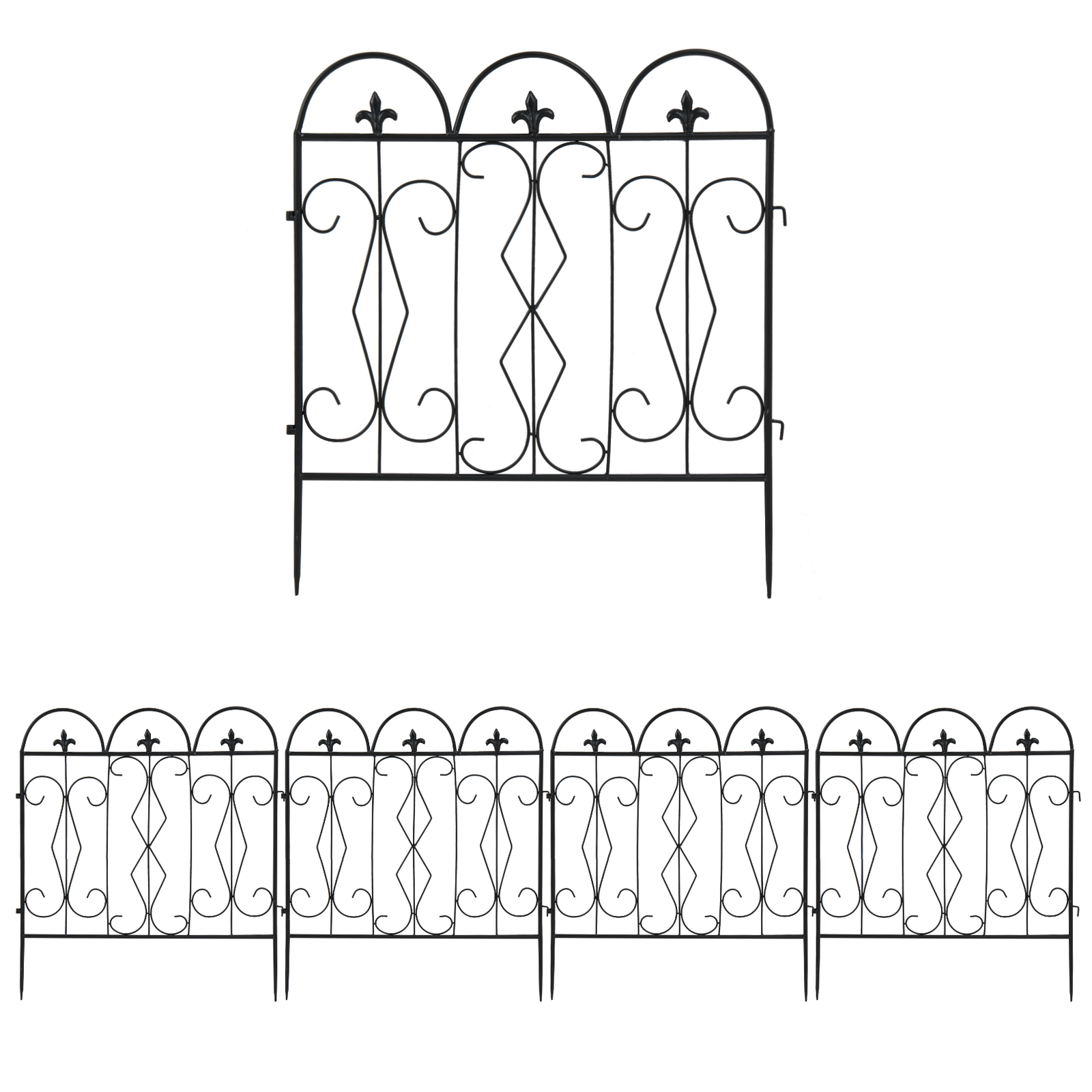 Set of 5 Decorative Garden Fence Outdoor Plant Bordering Lawn Edging Fence Picke