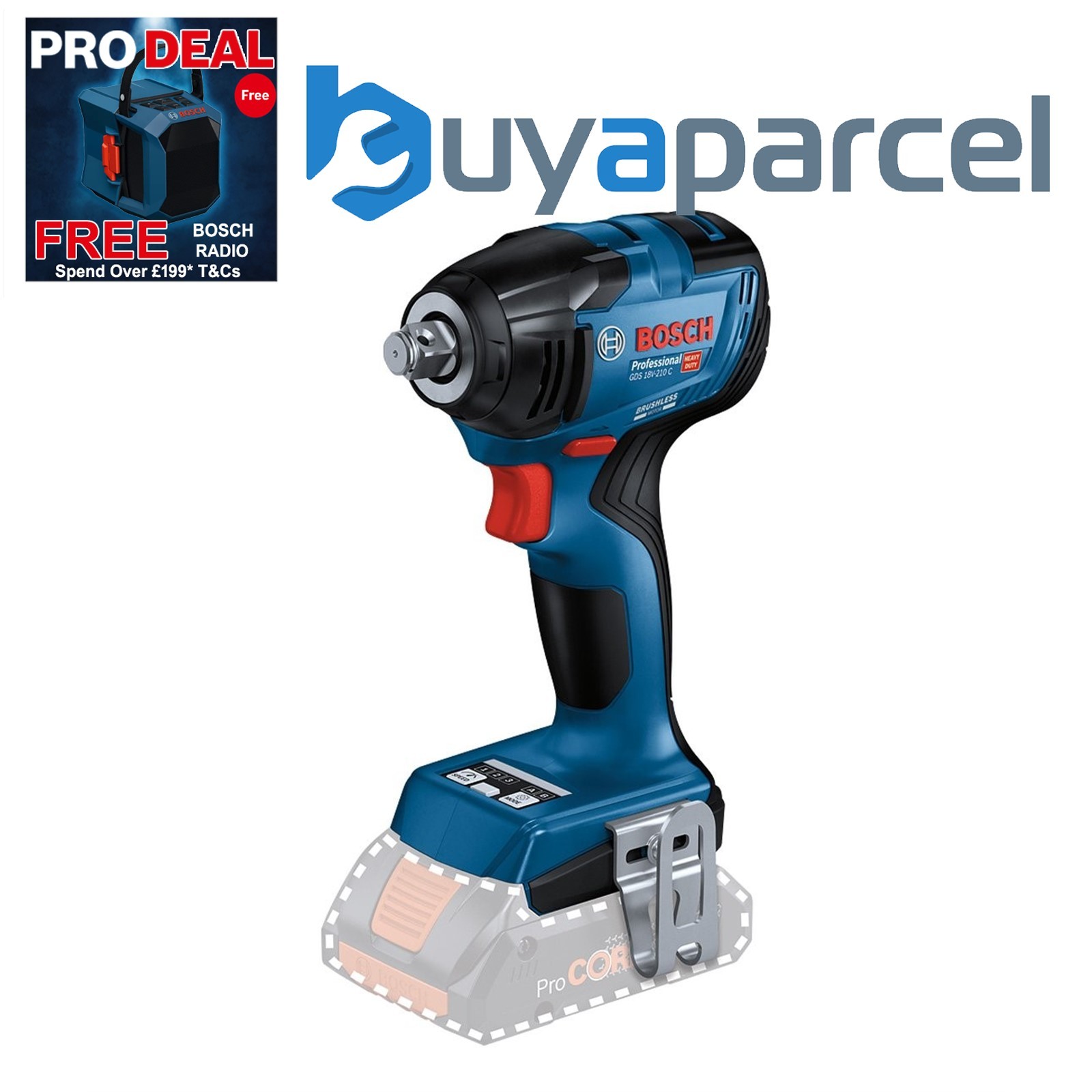 Bosch GDS 18V-210 C 18v Professional 1/2" Impact Wrench Brushless Cordless Bare