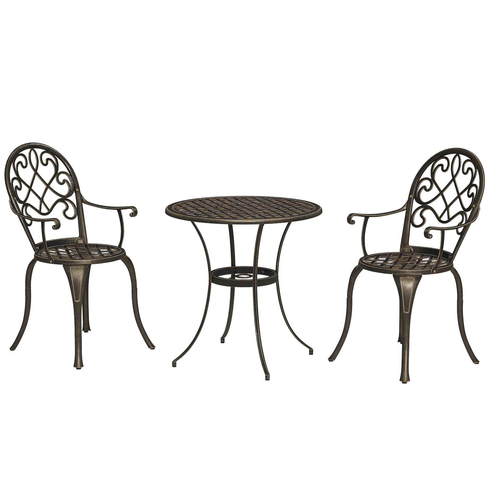 Outsunny 3PCs Bistro Set, Aluminium Garden Table and Chairs Bronze Tone