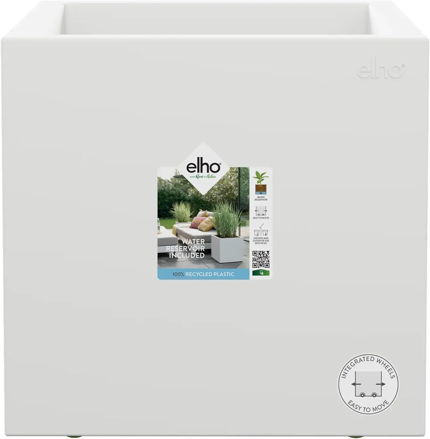 elho Vivo Next Square 40 - Large Planter for Indoor & Outdoor - 100% Recycled P