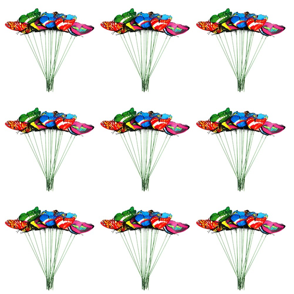 2X(100PCS PVC Butterfly Outdoor Yard Crafts Outdoor Decor Butterflies for9667