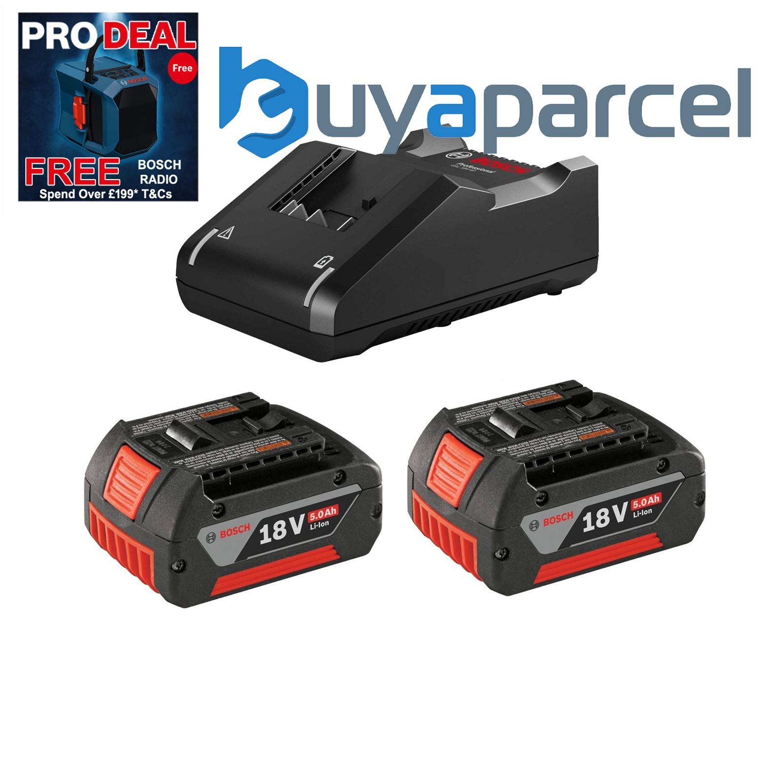 Bosch GBA18805SET 18v Starter Set - 2 x 5.0ah Batteries + GAL18V40 Fast Charger