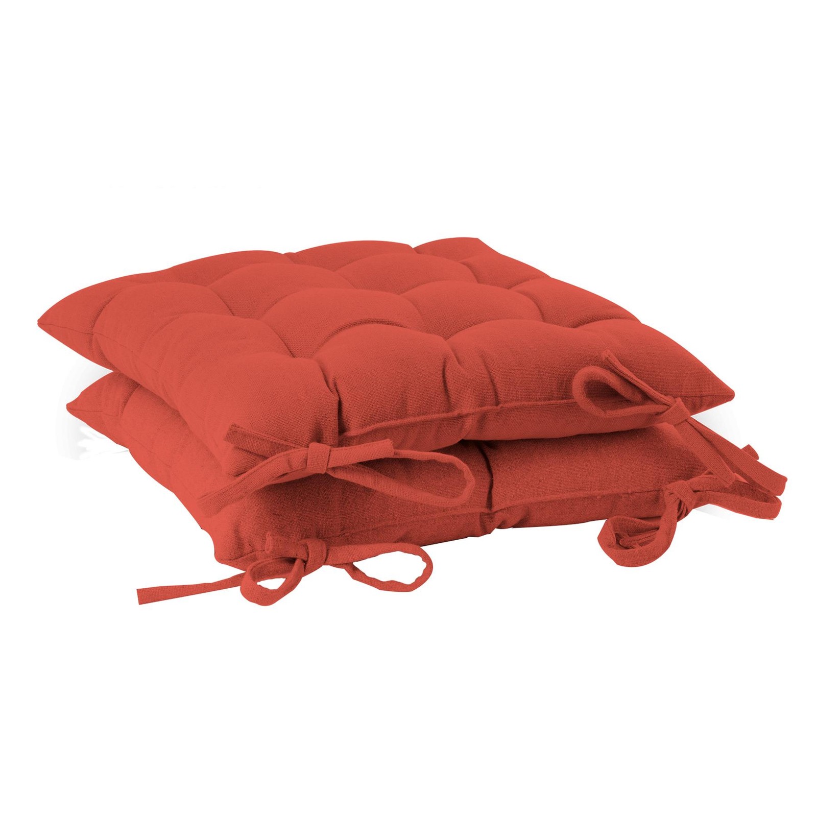 2x Square Garden Chair Seat Cushions Cotton Polyester Outdoor Dining Paprika