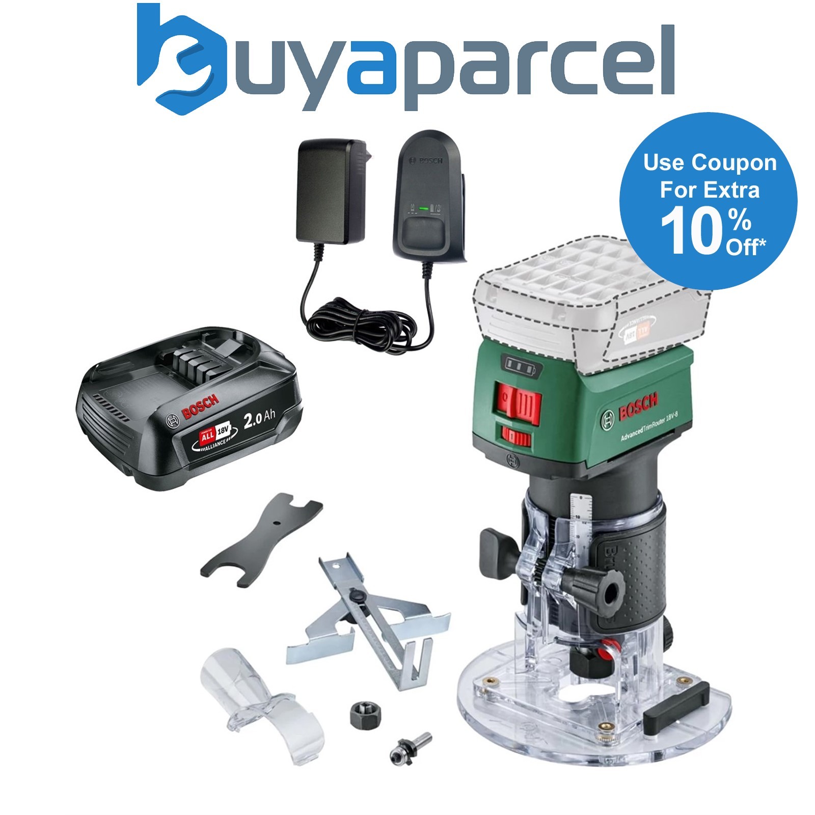 Bosch AdvancedTrimRouter 18v 18V-8 Cordless Trim Router 1 x 2.0Ah Battery