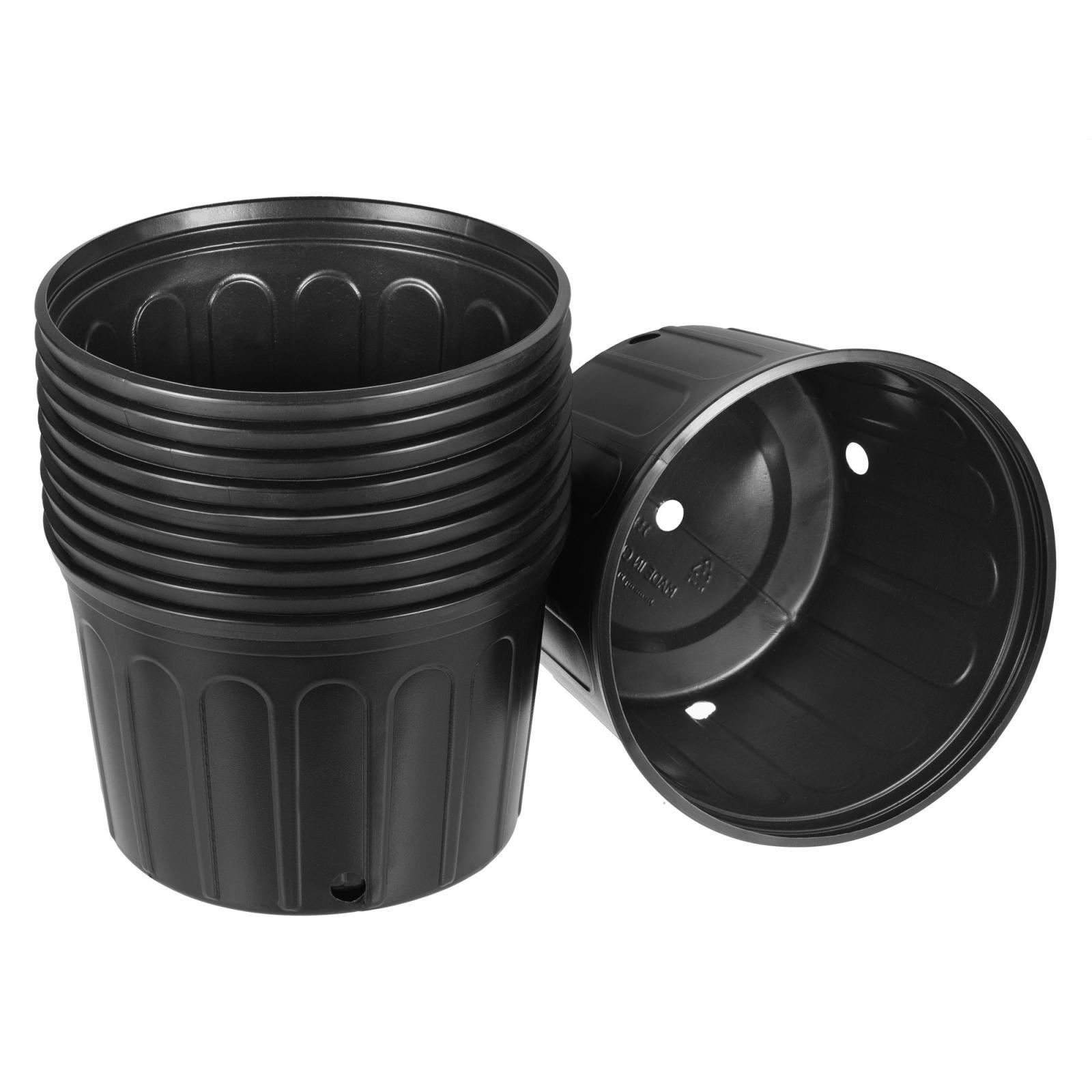 10pcs 8.5'' Plastic Plant Nursery Pots Flower Starting Planter Container, Black