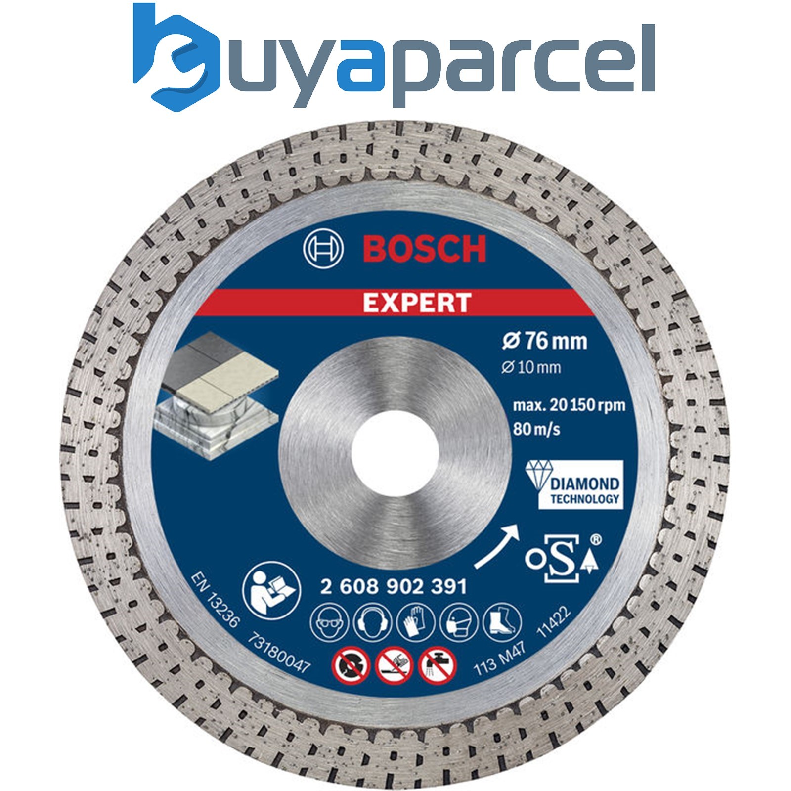 Bosch EXPERT Hard Ceramic 76 mm Diamond Cutting Disc 76 x 1.5 x 10 mm 2608902391