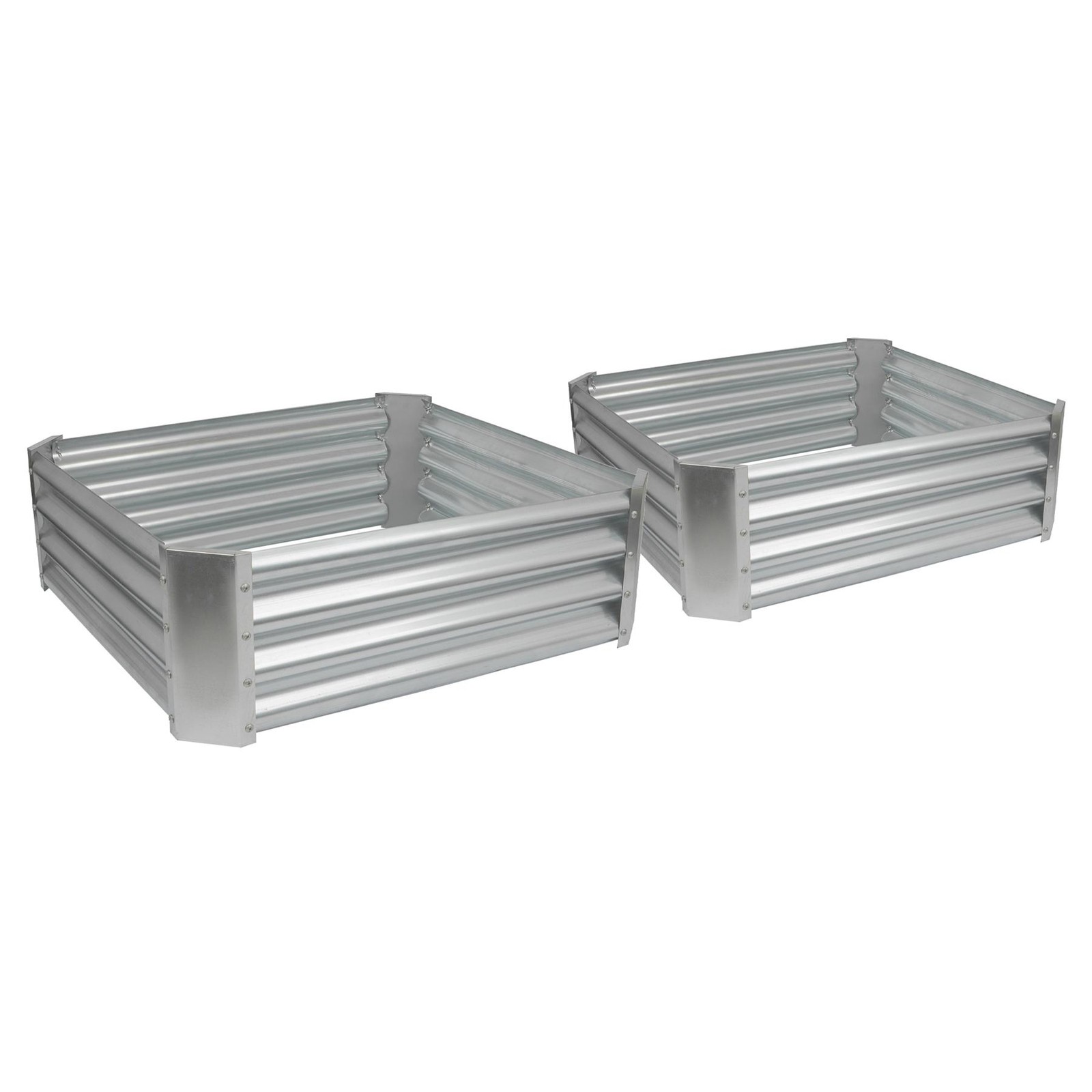 2x Silver 90cm x 90cm Square Galvanised Steel Raised Garden Beds Planter Box