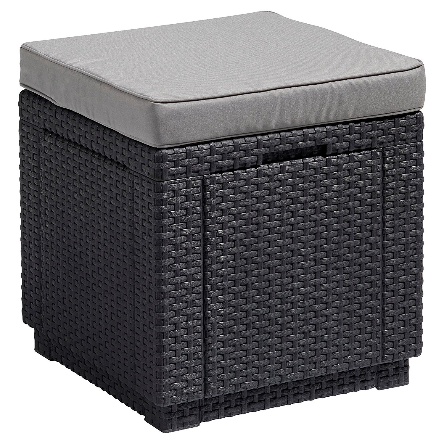 3in1 Seat Stool Storage Table + Cushion Keter Cube Outdoor Patio Garden Balcony