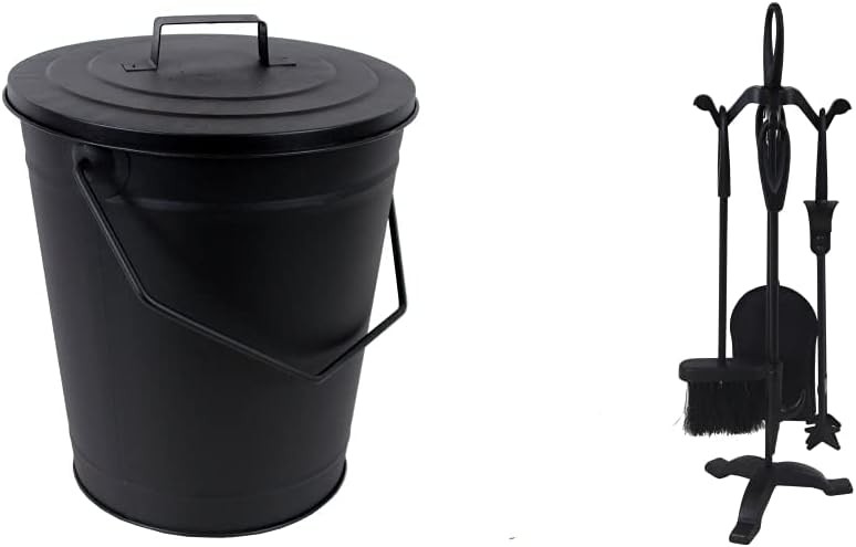 JVL Charnwood Coal Bucket Fire Fireside Log Holder 28 x 32cm with Handle & Lid