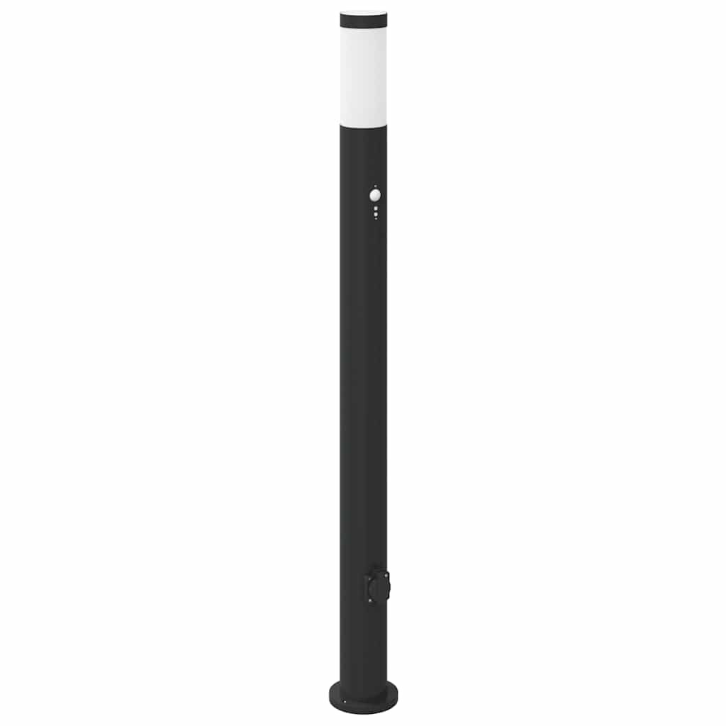 Bollard Light with Sensor&Outlet 110 cm Stainless Steel IP44 vidaXL